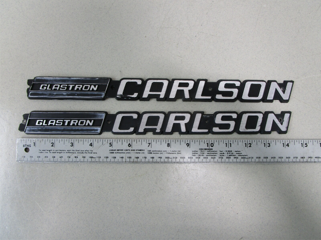 Glastron Carlson CVX-20 Boat Plaques Emblem 1970s Set of Two 14 1/4"