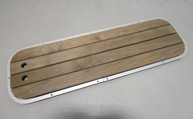 Floor Deck Ski Hatch Hinged Cover Teak Aluminum Frame 43 1/2" x 13 3/4"