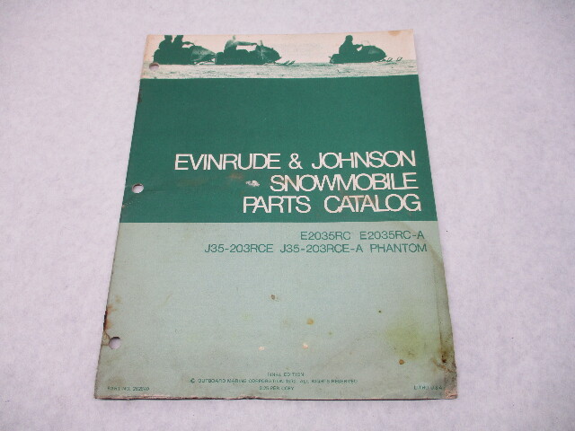 262840 1973 OMC Evinrude Johnson 35 HP Snowmobile Parts Catalog E2035RC J35-203RCE