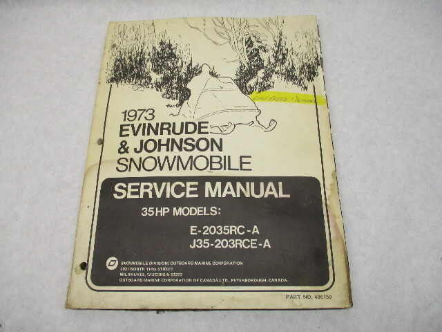 406150 1973 Johnson Evinrude Snowmobile Service Repair Manual 35 HP 2035RC-A