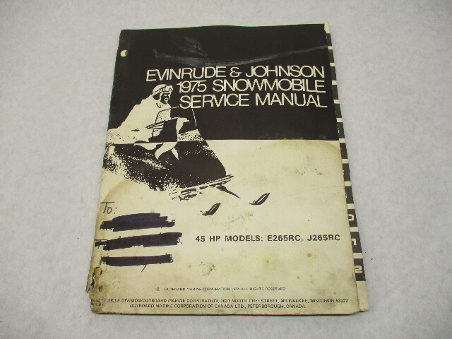 263939 1975 Johnson Evinrude Snowmobile Service Repair Manual 45 HP 265RC