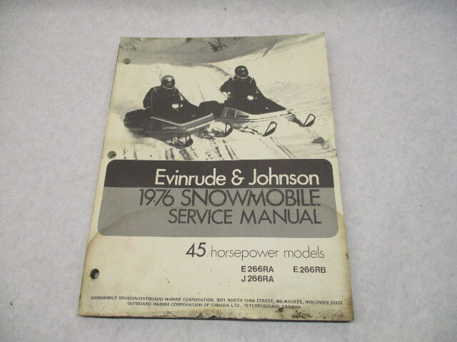 264142 1976 Johnson Evinrude Snowmobile Service Repair Manual 45 HP 266RA E266RB