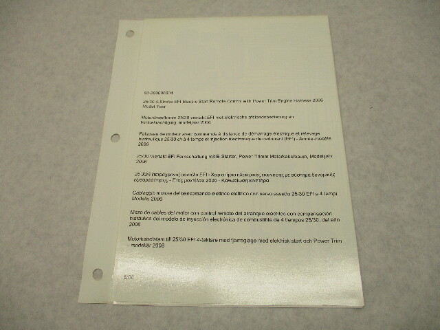 90-899696004 Remote Control w/Trim Harness Diagram for Mercury 25/30 EFI 4S 2006