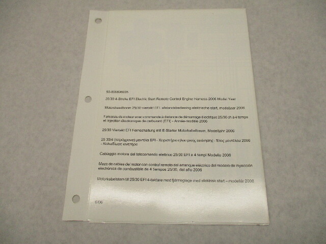 90-899696005 Elec Start Remote Control Diagram Mercury 25/30 EFI 4-Stroke 2006
