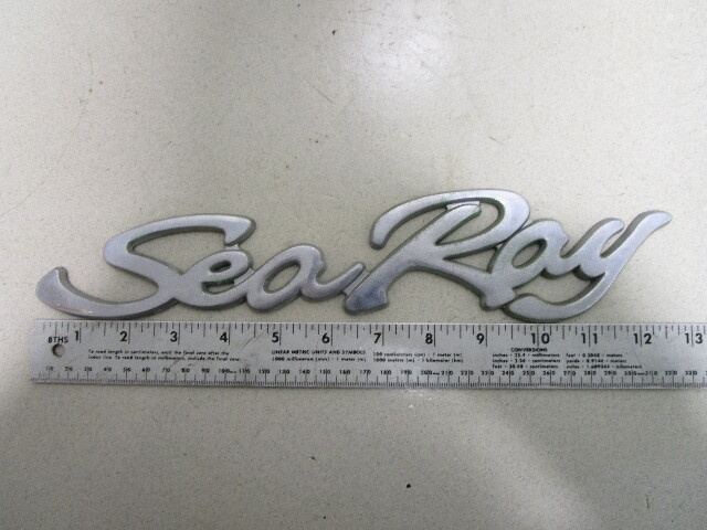 Sea Ray Script Boat Emblem Plaque Chrome Plastic 12 3/4" Long