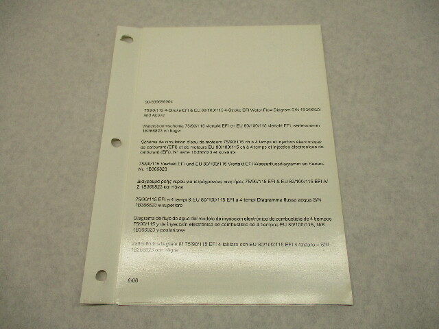 90-899699004 2006 Water Flow Diagram for Mercury 75/90/115 EFI 4-Stroke Outboard
