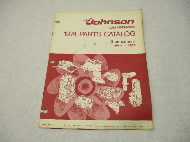 386550 1974 OMC Johnson 4 HP Outboard Parts Catalog 4W74 4R74 Final Edition