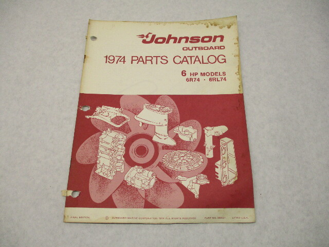 386551 1974 OMC Johnson 6 HP Outboard Parts Catalog 6R74 6RL74 Final Edition