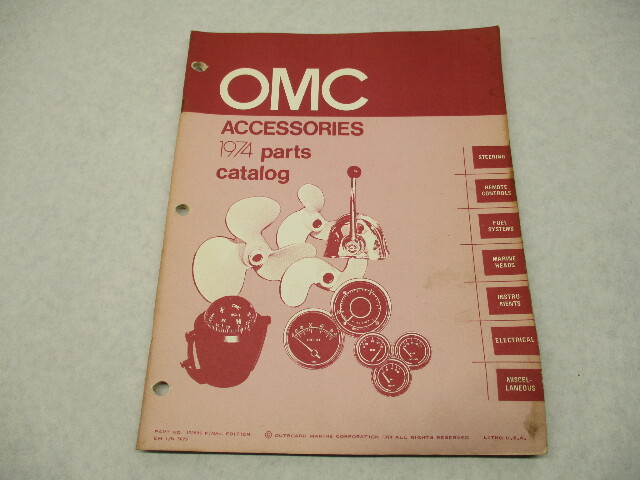 172805 OMC Evinrude Johnson Marine Motor Accessories Parts Catalog 1974 Final Ed