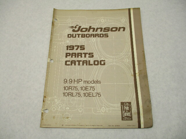 387014 1975 OMC Johnson 9.9 HP Outboard Parts Catalog 10R75 10RL75 Final Edition