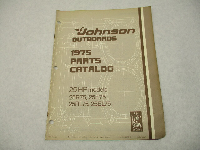 387016 1975 OMC Johnson 25 HP Outboard Parts Catalog 25R75 25RL75 Final Edition