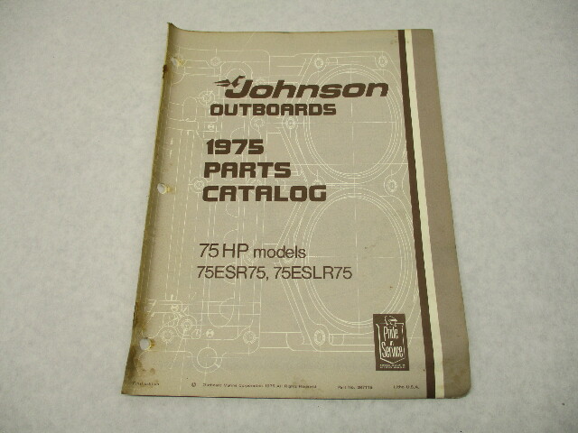 387119 1975 OMC Johnson 75 HP Outboard Parts Catalog 75ESR75 75ESLR75 Final Ed
