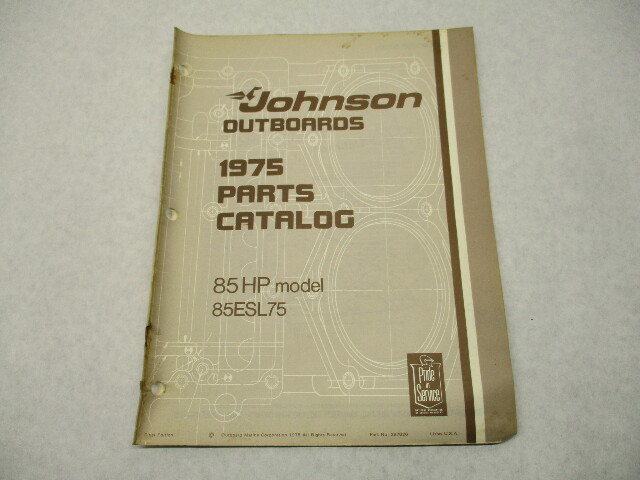 387020 1975 OMC Johnson 85 HP Outboard Parts Catalog 85ESL75 Final Edition