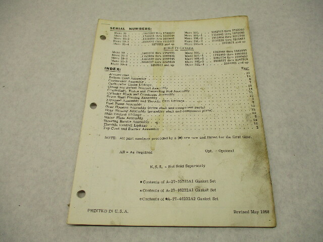 1968 Mercury Merc 39, 3.9 HP Model Outboard Parts Manual Catalog 39-1-4