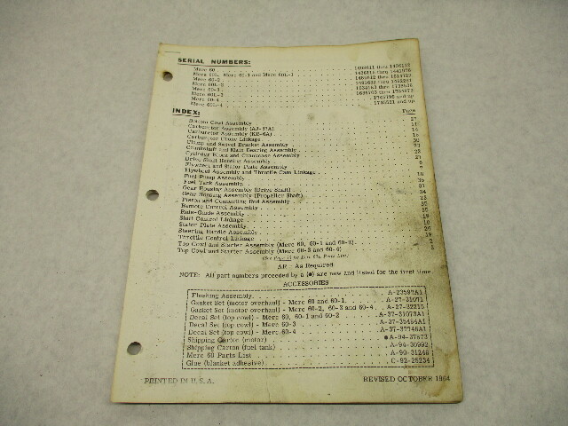 90-31248 1964 Mercury Merc 60, 6 HP Model Outboard Parts Manual Catalog