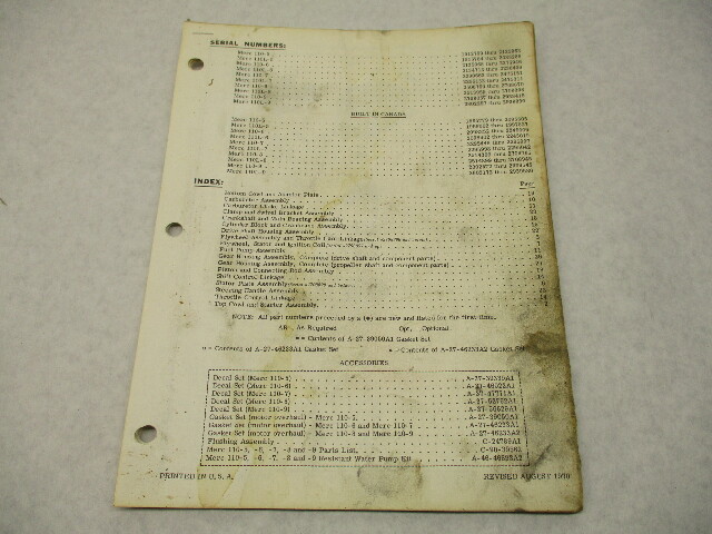 90-39562 1970 Mercury Merc 110, 9.8 HP Model Outboard Parts Manual Catalog 110-5-9