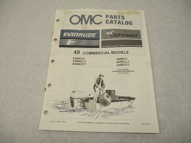 398624 OMC Evinrude Johnson 1987 Outboard 40 Commercial Model Parts Catalog