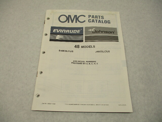 398852 OMC Evinrude Johnson 1987 Outboard 48 HP Model Parts Catalog