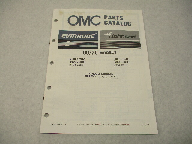 398626 OMC Evinrude Johnson 1987 Outboard 60 & 75 HP Model Parts Catalog