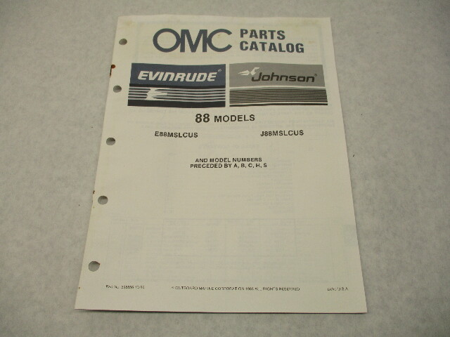 398856 OMC Evinrude Johnson 1987 Outboard 88 HP Model Parts Catalog