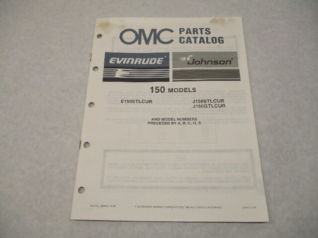 398633 OMC Evinrude Johnson 1987 Outboard 150 HP Model Parts Catalog