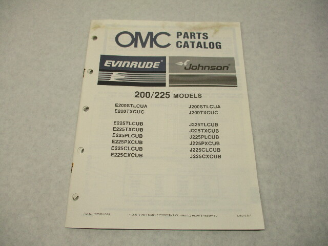 398636 OMC Evinrude Johnson 1987 Outboard 200/225 HP Model Parts Catalog