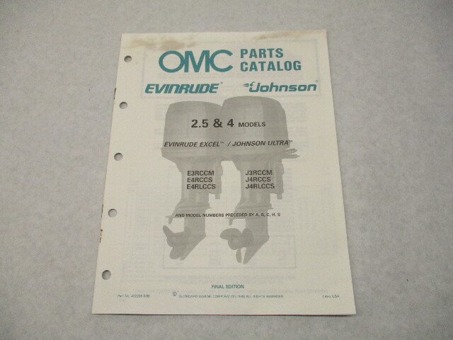 432206 OMC Evinrude Excel Johnson Ultra 1988 Outboard 2.5 & 4 Model Parts Catalog
