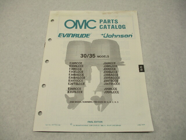 432220 OMC Evinrude Johnson 1988 Outboard 30-35 HP Model Parts Catalog
