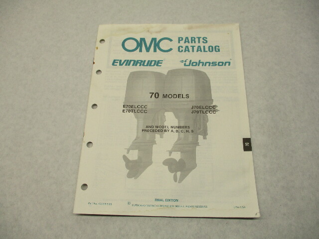 432228 OMC Evinrude Johnson 1988 Outboard 70 HP Model Parts Catalog