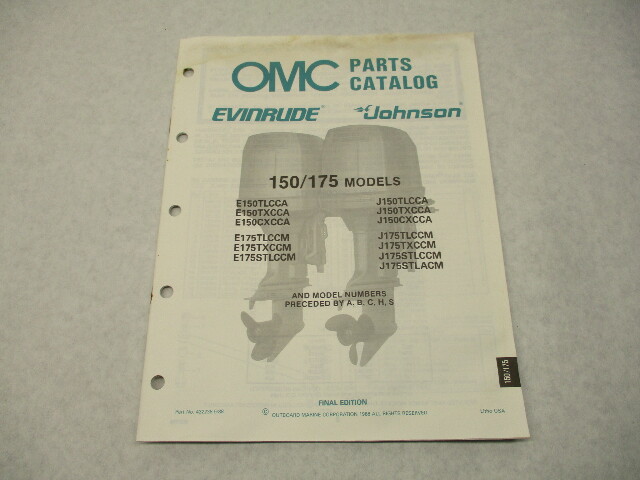 432238 OMC Evinrude Johnson 1988 Outboard 150/175 HP Model Parts Catalog