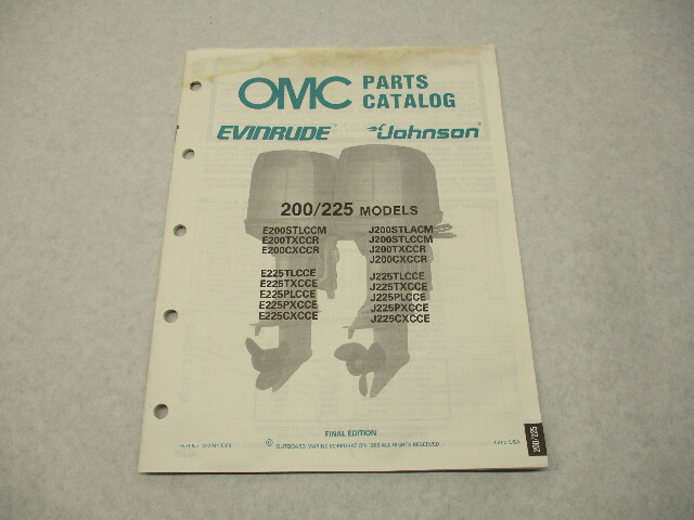 432241 OMC Evinrude Johnson 1988 Outboard 200-225 HP Model Parts Catalog