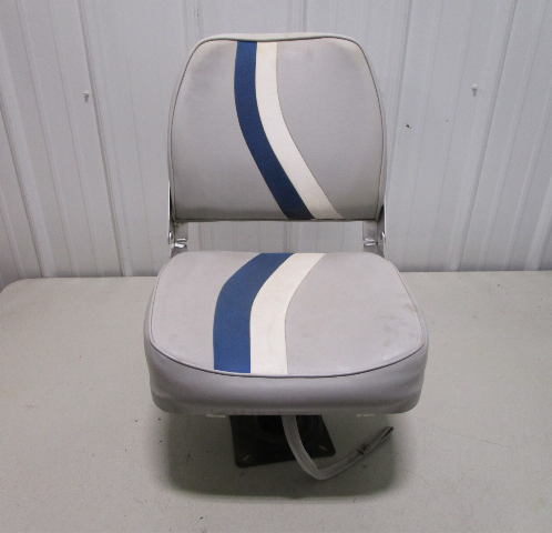 Marine Boat Folding Grey Blue White Seat With 7" Pedestal