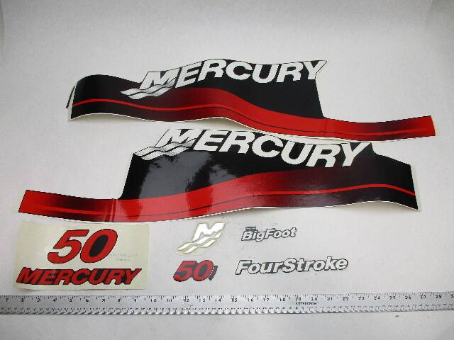 37-826337A00 Fits Mercury 50 4 Stroke Bigfoot Black Outboard Cowl Decal Set