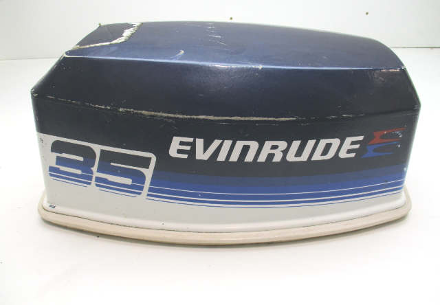 0281008 Top Cowl Motor Cover Electric Start Johnson Evinrude 35 HP Blue