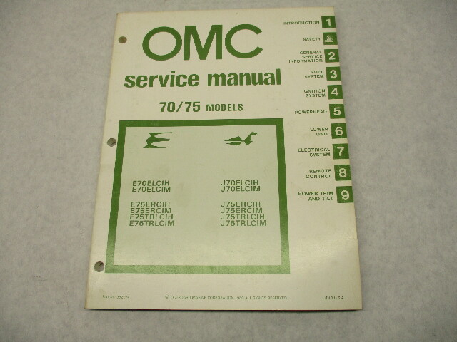 392074 OMC Evinrude Johnson 1981 Outboard Service Repair Manual 70-75 HP