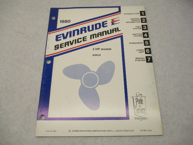 5487 OMC 1980 Evinrude Outboard Service Repair Manual 2 HP E2RCS