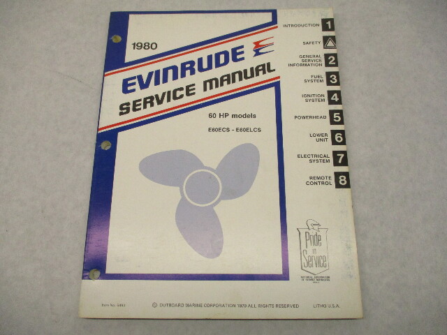 5493 OMC 1980 Evinrude Outboard Service Repair Manual 60 HP E60ECS E60ELCS