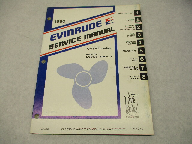 5494 OMC 1980 Evinrude Outboard Service Repair Manual 70-75 HP E70ELCS E75ERCS