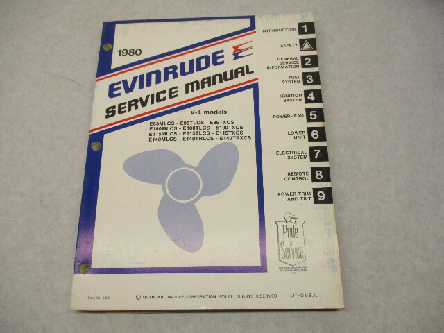 5495 OMC 1980 Evinrude Outboard Service Repair Manual V-4 Models 85-140 HP