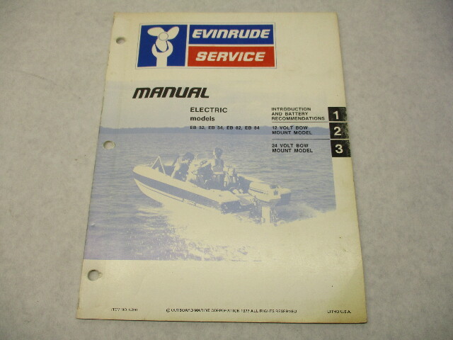 5390 OMC Evinrude Electric Troller Outboard Service Repair Manual 1978