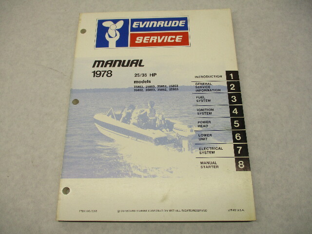 5395 OMC 1978 Evinrude Outboard Service Repair Manual 25/35 HP Models