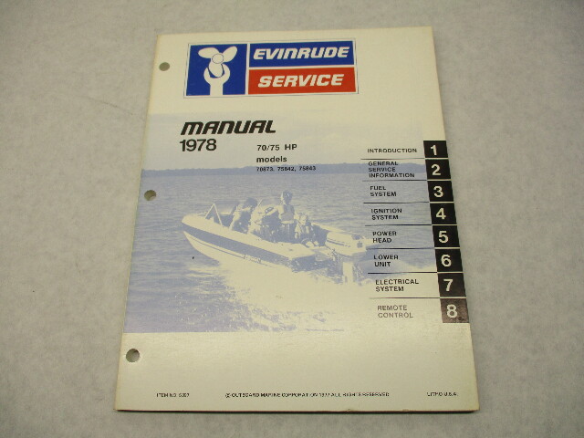 5397 OMC 1978 Evinrude Outboard Service Repair Manual 70-75 HP 70873 75842 75843