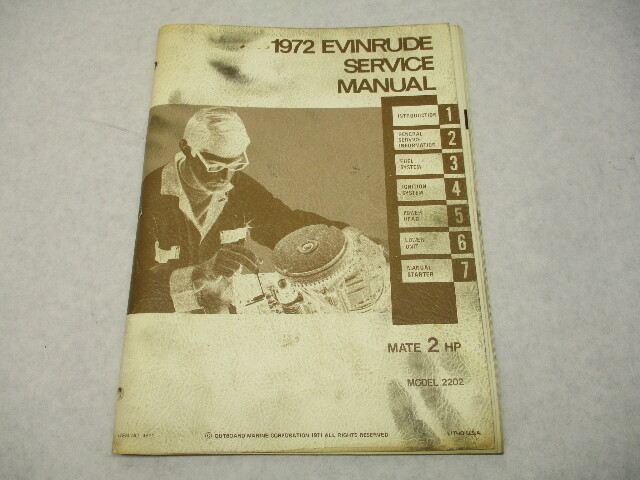 4811 OMC 1972 Evinrude Outboard Service Repair Manual 2 HP Mate 2202