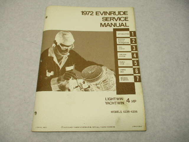4812 OMC 1972 Evinrude Outboard Service Repair Manual 4 HP Lightwin Yachtwin