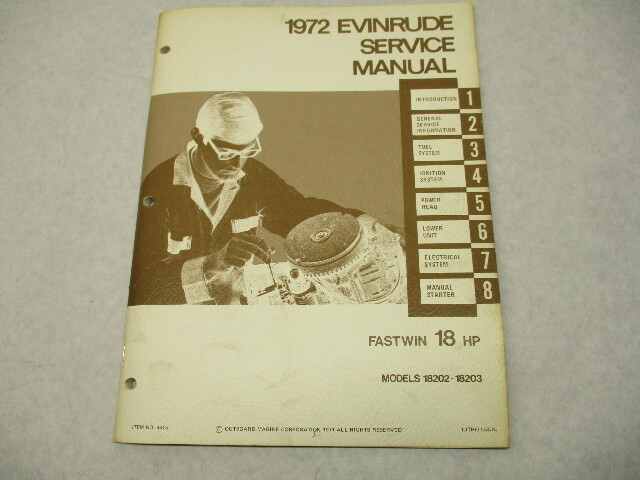 4815 OMC 1972 Evinrude Outboard Service Repair Manual 18 HP Fastwin 18202 18203