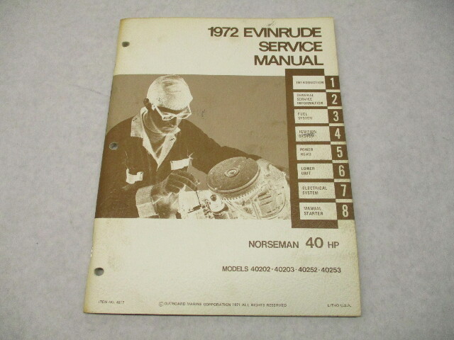 4817 OMC 1972 Evinrude Outboard Service Repair Manual 40 HP Norseman 40202 40253