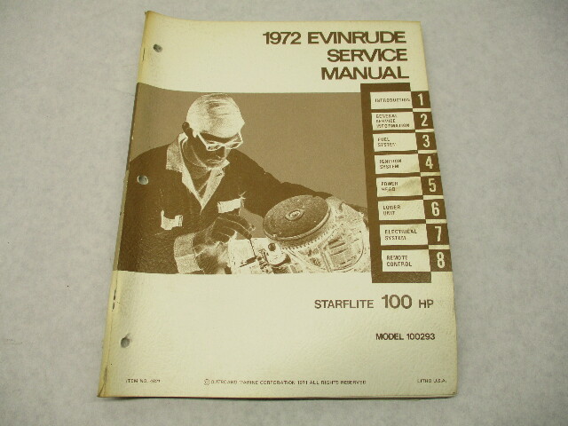 4821 OMC 1972 Evinrude Outboard Service Repair Manual 100 HP Starflite 100293