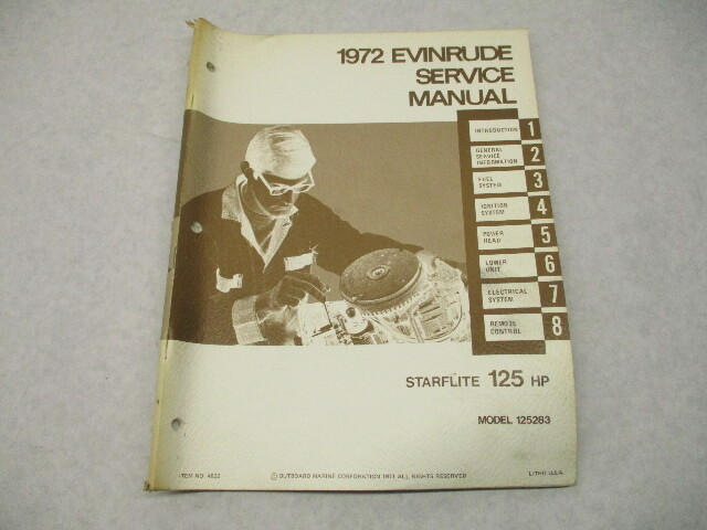 4822 OMC 1972 Evinrude Outboard Service Repair Manual 125 HP Starflite 125283