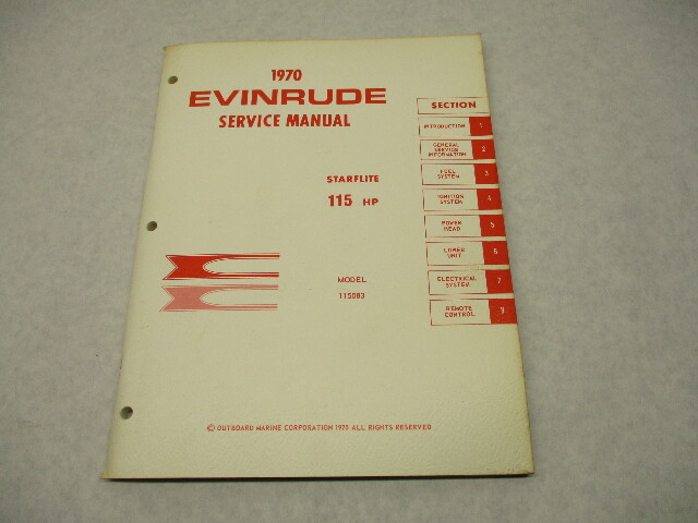 4691 OMC 1970 Evinrude Outboard Service Manual 115HP Starflite 115083