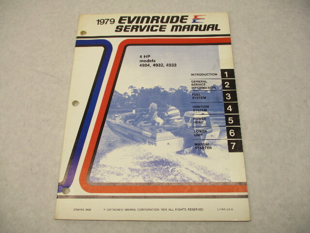 5424 Evinrude 1979 Outboard Service Repair Manual 4 HP Models 4904 4932 4933